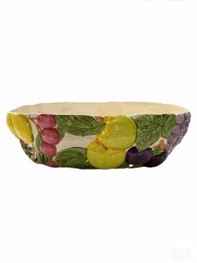Vintage Shafford Fruit Du Jour Embossed Mixed Fruit Centerpiece Bowl Large